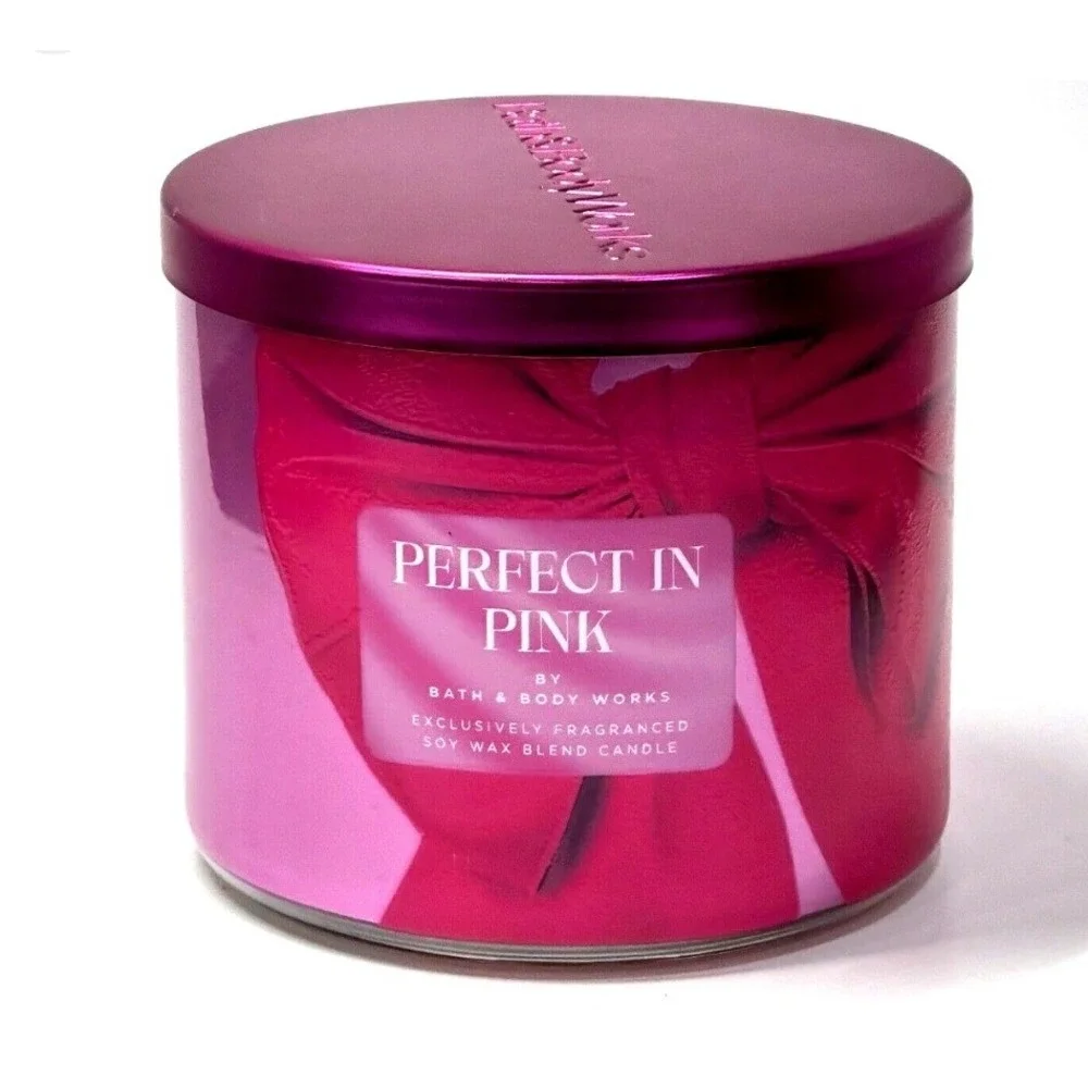 NEW Bath & Body Works Perfect In Pink Pink Cherry Almond 3 Wick 14.5oz